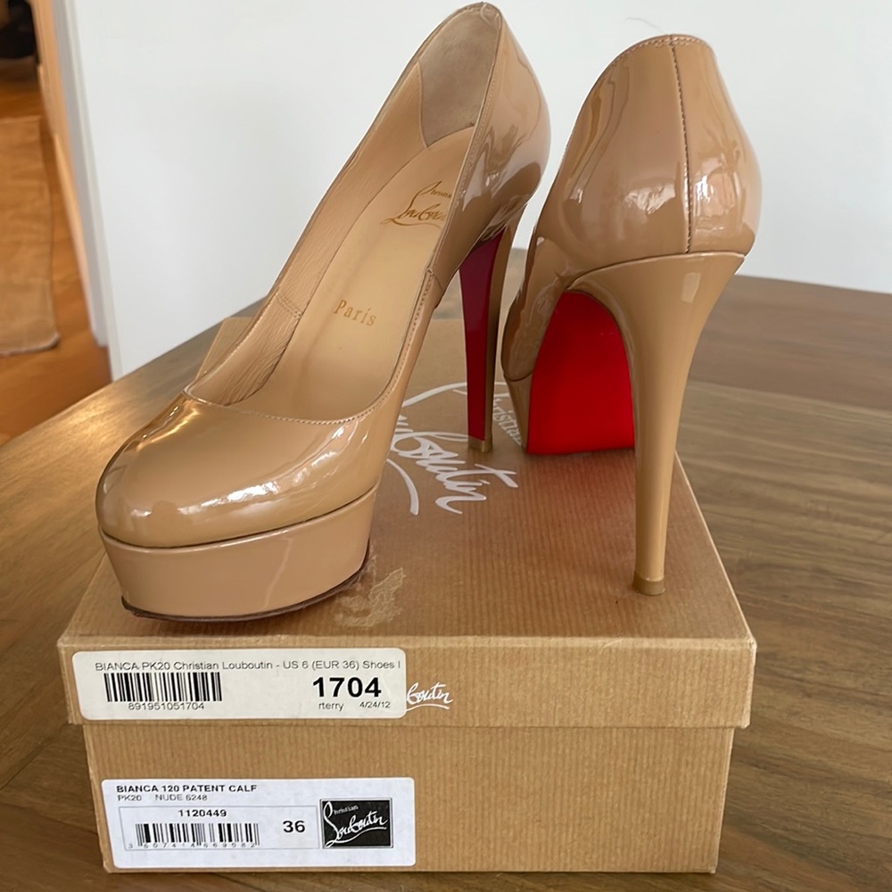 Christian Louboutin Authentic Bianca 120 Patent Leather Pumps, Sz 36 (US 6)